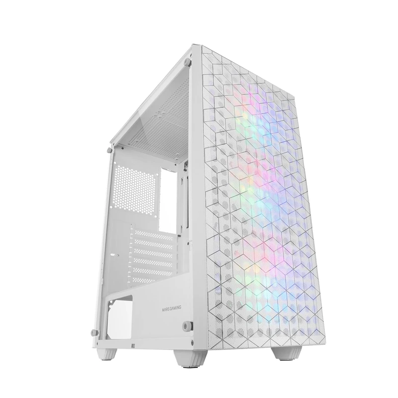 Mars Gaming MC-MAG, ATX Gaming Case, Full Side Window Tempered Glass, Double Front + Top Anti-Dust Magnetic Grille, 3x 120mm FRGB Fans, 360mm Liquid Cooling, White