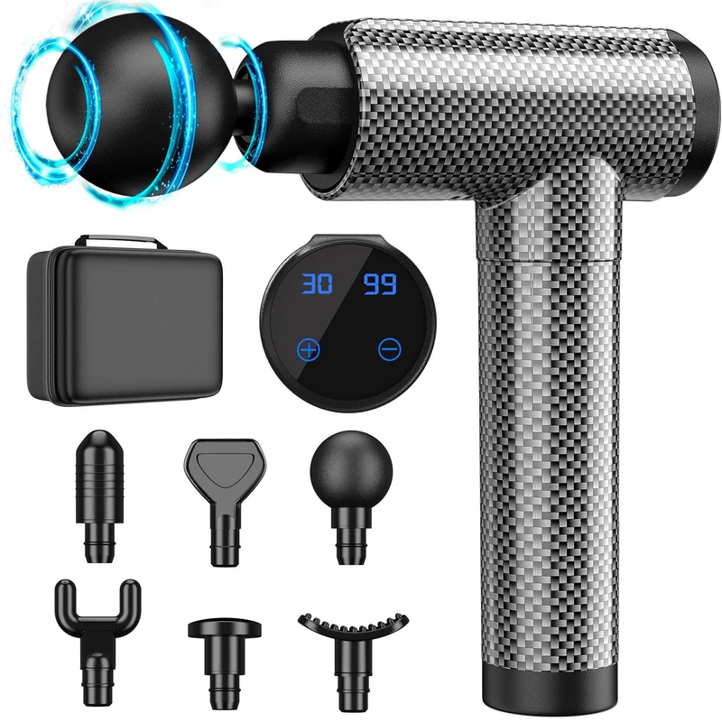 HeaDot Massage Gun, 6 Heads, 30 Speeds, LCD Touch Screen, Percussion Massage Gun for Neck, Back, Shoulder, Body Pain Relief