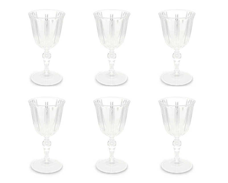Excelsa Country Set of 6 Transparent Goblets, Reusable Plastic, Capacity 250 ml