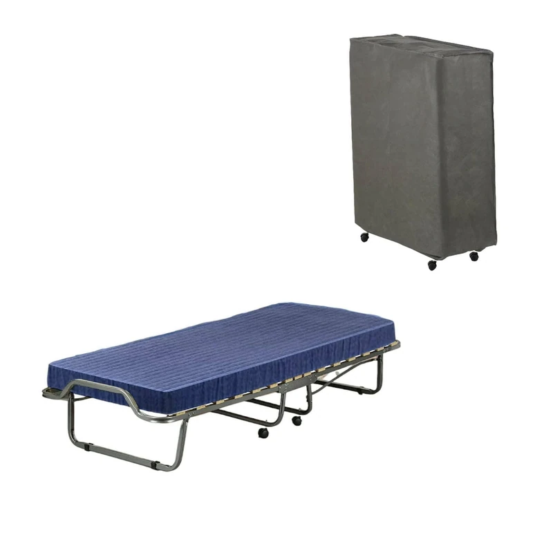 Talamo Italia - Folding bed Venera, Folding bed with 15 slatted base, Mattress included, Space-saving bed, 100% Made in Italy, 80x190h39 cm, Protective cover included