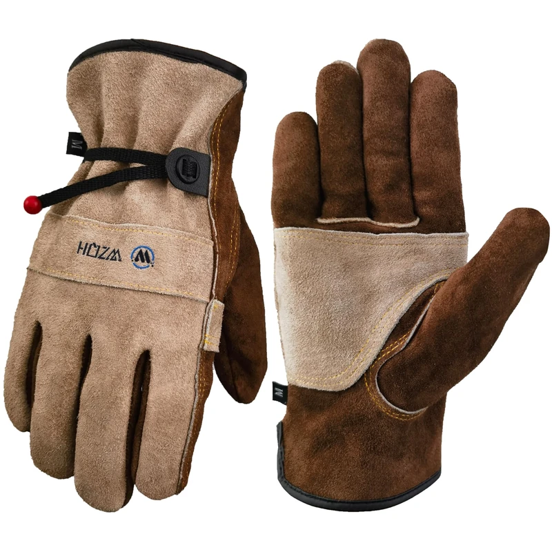 WZQH Leather Work Gloves for Men or Women. XX-Large Glove for Gardening, Tig/Mig Welding, Construction, Chainsaw, Farm, Ranch etc. Cowhide, Cotton Lined, Utility, Firm Grip, Durable. Coffee-grey 2XL