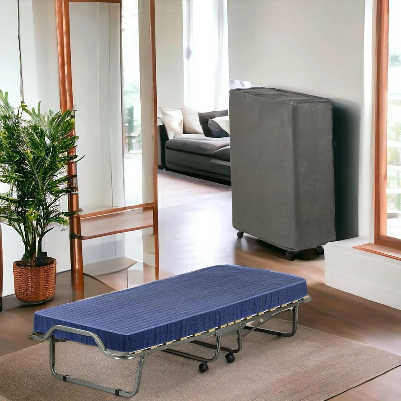 Talamo Italia - Folding bed Piera, Space-saving Camp bed with 15 slatted base, Cover included, 100% Made in Italy, 80x200h40 cm, memory mattress included