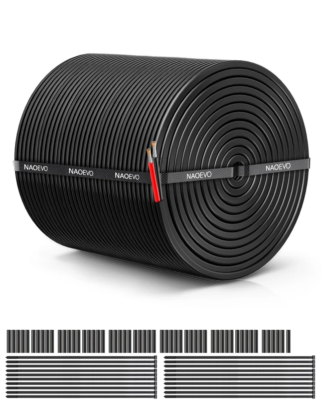 NAOEVO 18 Gauge Wire 2 Conductor Electrical Wire, 18 AWG Stranded PVC Cord, 12V Low Voltage/Tinned Copper/Flexible Cable for Automotive Wiring, Lamp Cord, Marine Cable (300FT)