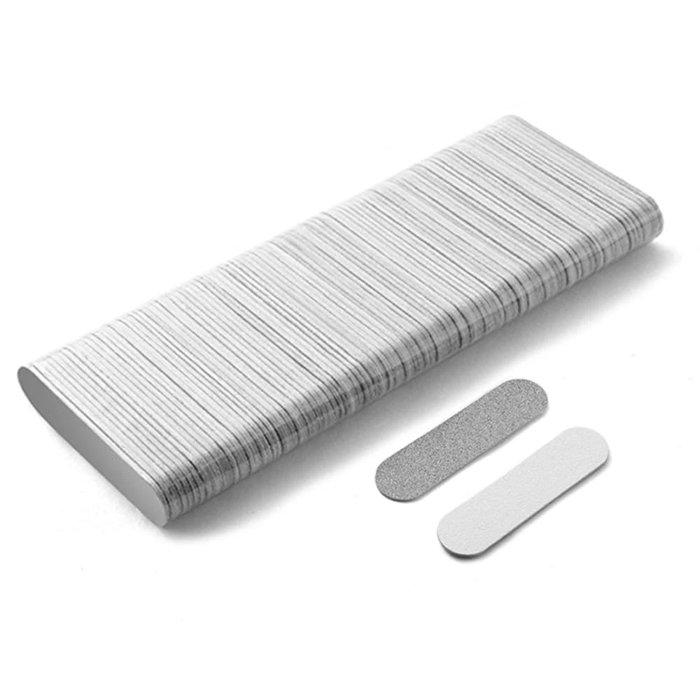 100 Pcs Mini Nail File Disposable Professional Nail File Nail File Set Care Mini Nail Files Professional Manicure Tools for Home and Salon Use 180/240 Grit (Silver White)