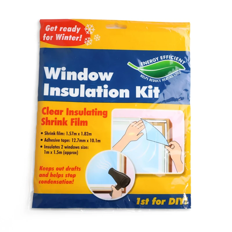 DIVCHI Window Insulation Kit Clear Transparent Insulating Shrink Film With Adhesive Tape
