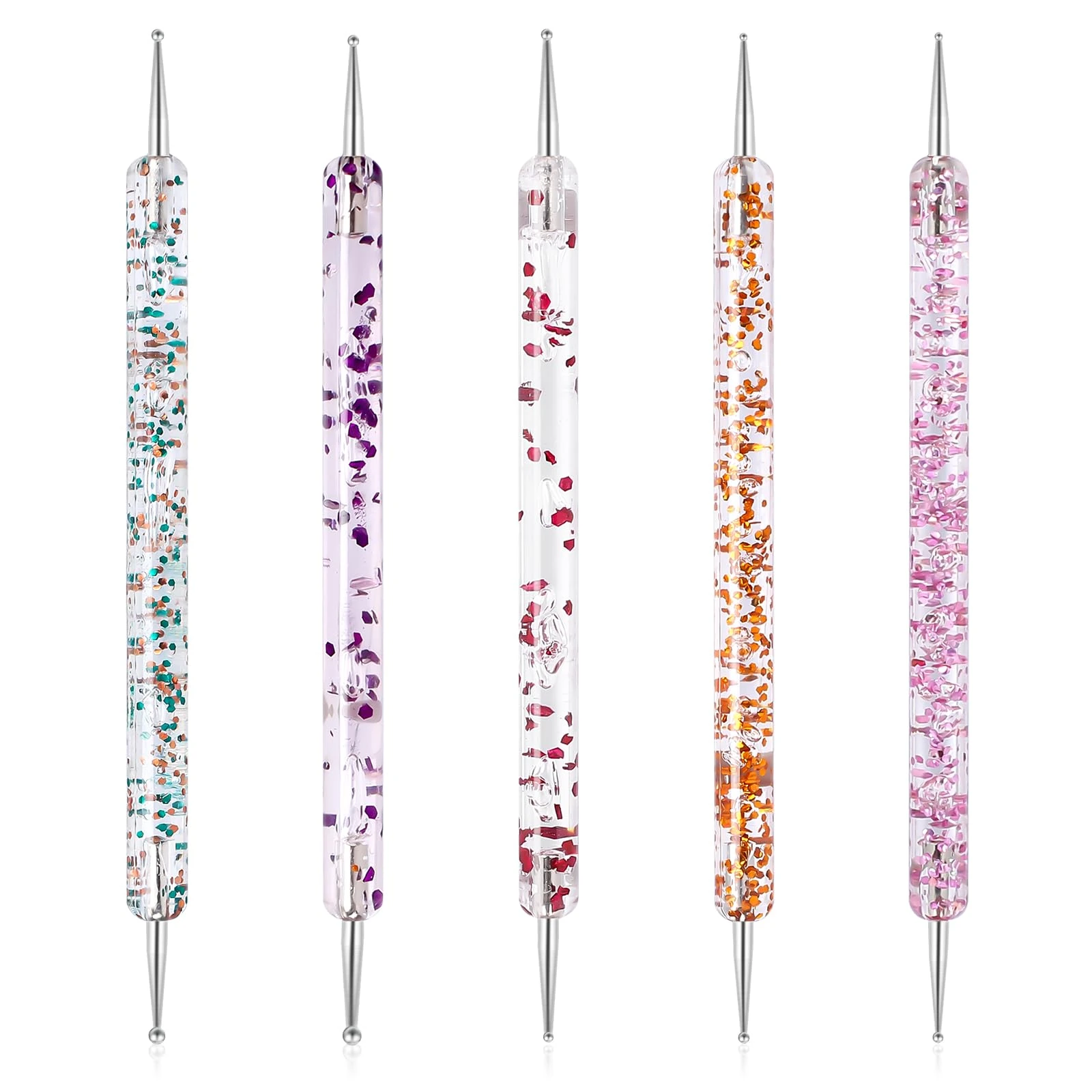 5PCS Dotting Tools Set Dotting Painting Pen Polish Carving Tool UV Gel Painting DIY Design Nail Art 2 Way Dotting Pen Tool Nail Design Dotting Tool for Gel Polish Decoration