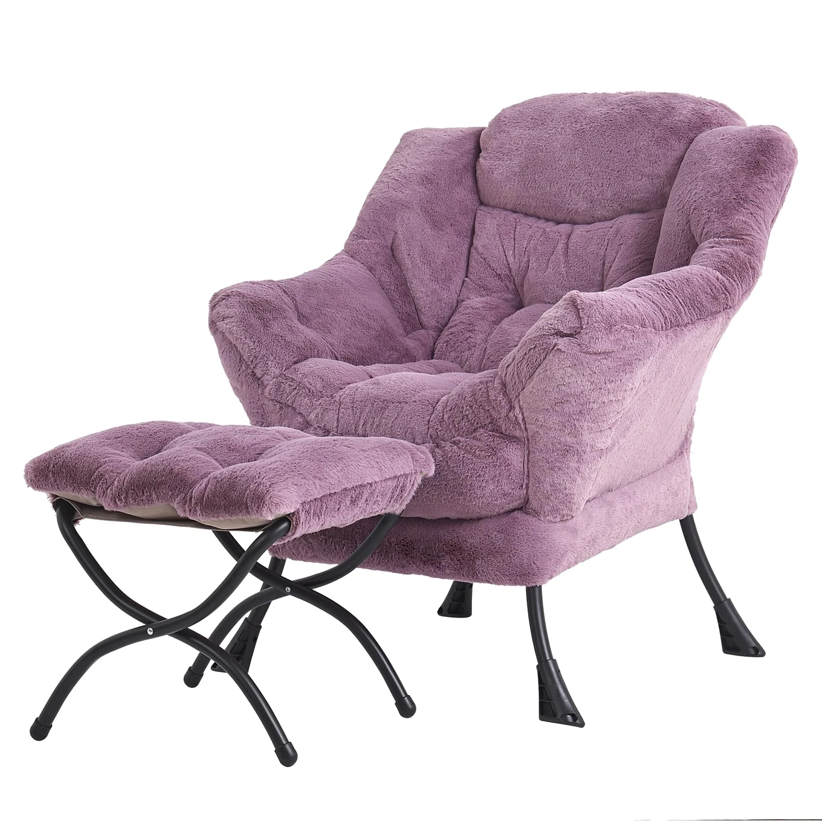 YOTATING Comfy Armchair with Footstool, Lazy Chair with Ottoman Leisure Accent Chair Relax Lounge Chair with Armrests & Side Pocket for Living Room, Bedroom & Small Spaces Armchair