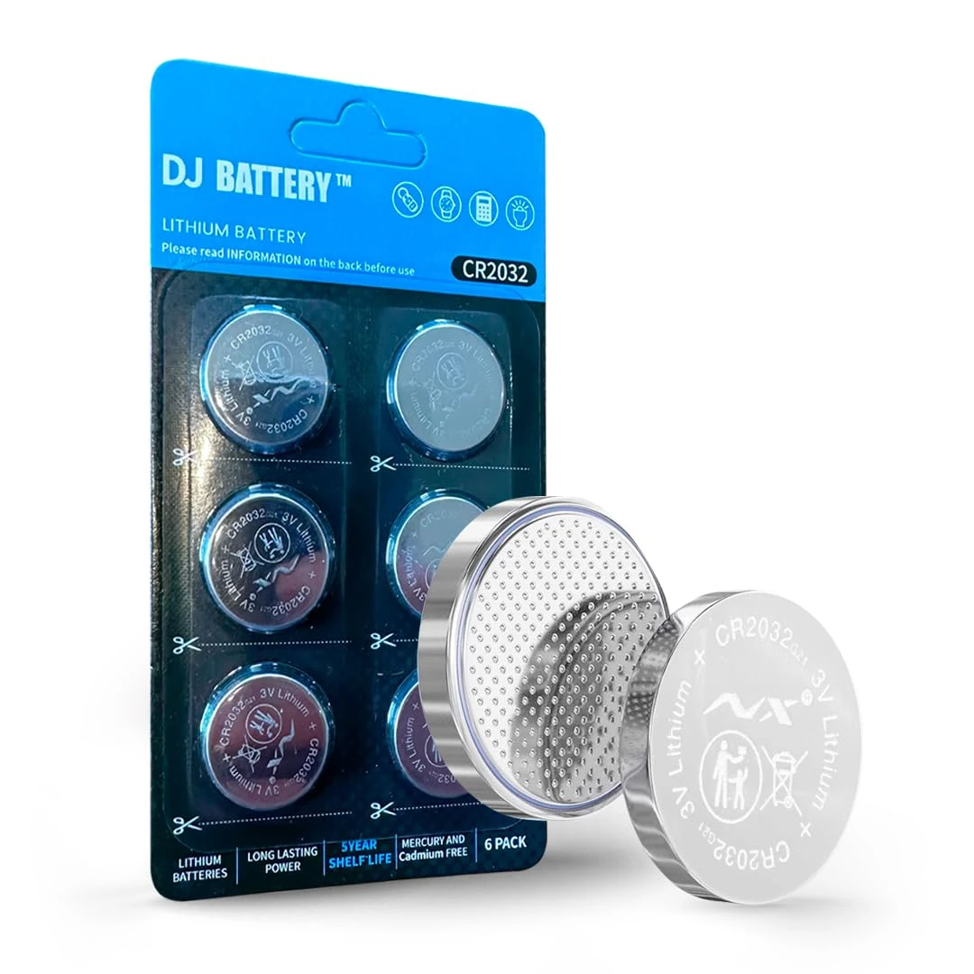 DJ Battery 6 Pack CR2032 Batteries, 3V Lithium Coin Battery Utral Long-lasting,CR2032 Coin Batteries for use in Watches, Calculators, Pet devices and Other Small Electronic Devices