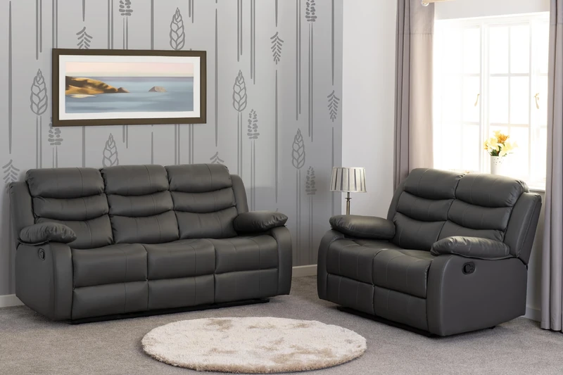 Seconique Roma 3+2 Recliner Suite in Grey Faux Leather