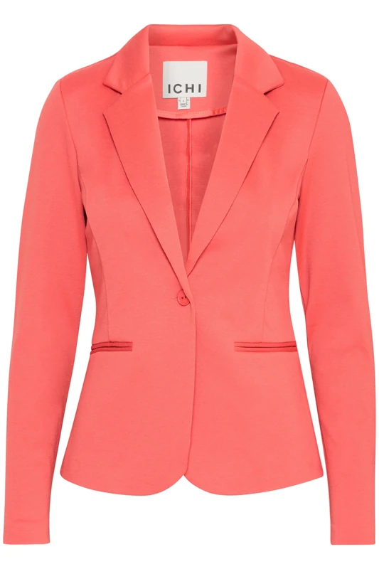 ICHI IHKATE BL Women's Blazer Short Blazer Jacket One Button Blazer with Stretch and Lapel Collar, red, XS