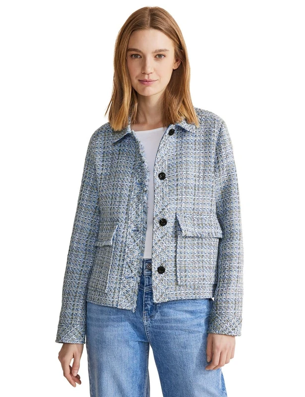 Street One Women's Short bouclé JKT, Warm Light Blue, UK 20