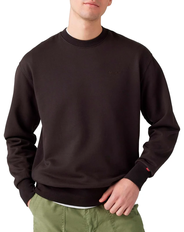 Levi's Men's Authentic Crew Sweatshirt, Black Agate Garment,