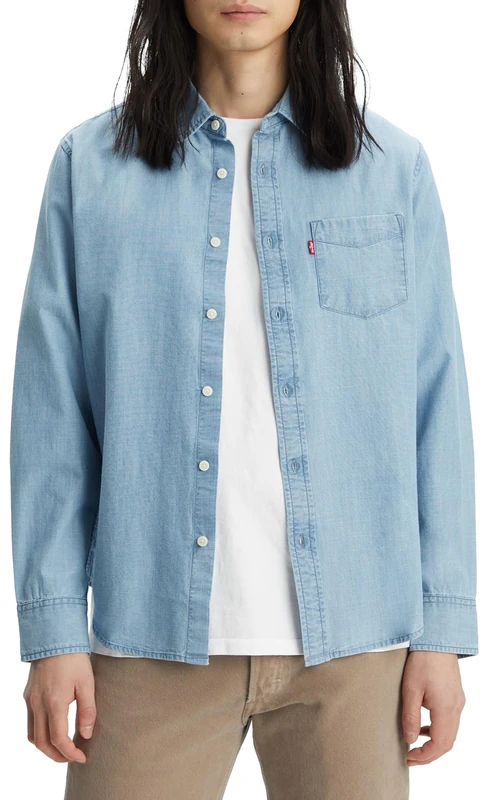 Levi's Men's Short Sleeve Classic Pocket Tee T-Shirt, Lewis Chambray, XS