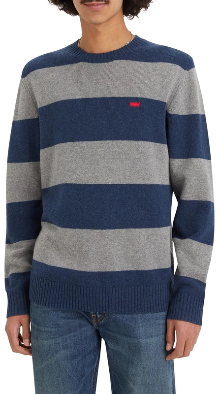 Levi's Men's Original Housemark Sweater Sweatshirt, Calloway Stripe Sargasso Sea, XS