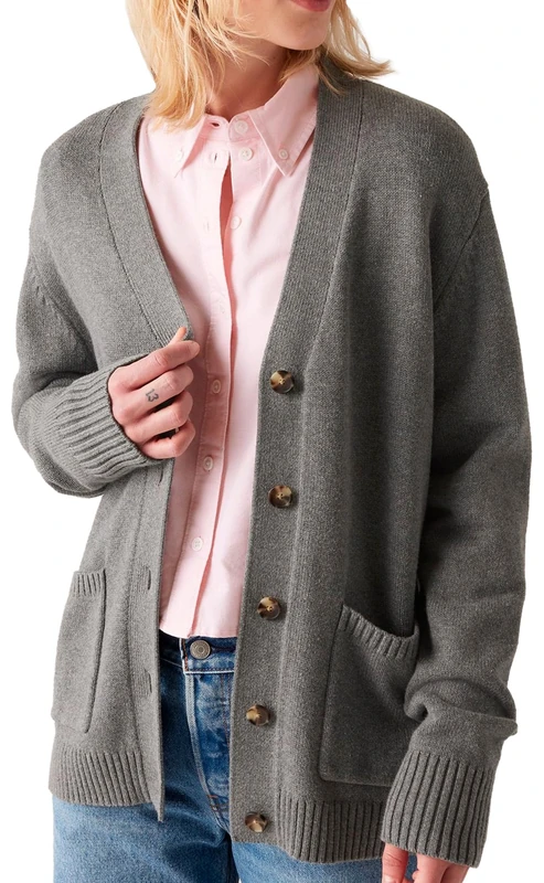 Levi's Women's Boyfriend Pocket Cardi Cardigan Sweater, Light Charcoal Heath,
