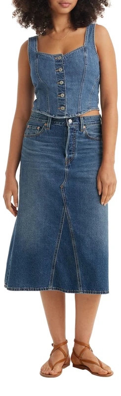 Levi's Women's High Rise A-line Decon Skirt, Mid Morning, 26W