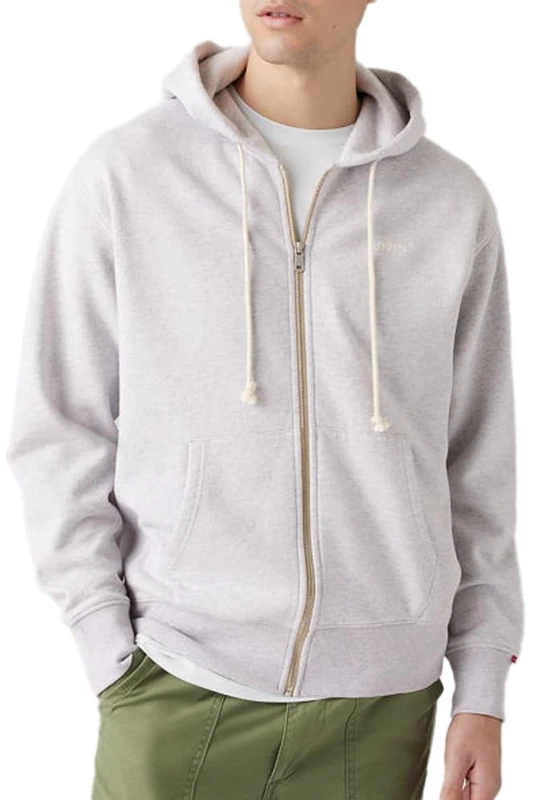 Levi's Men's Authentic Full Zip Sweatshirt, Light Gray Htr Bros,