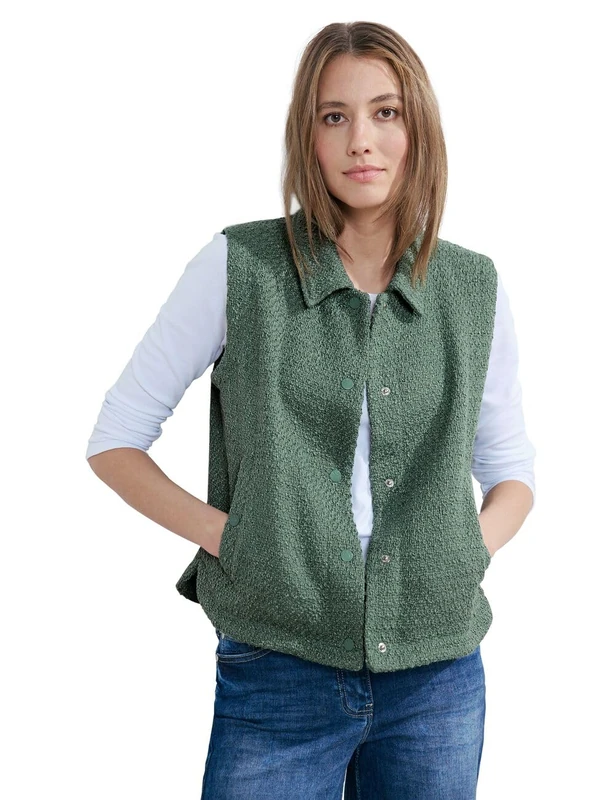 Cecil Women's Bouclé Vest Coat, Raw Salvia Green, M - Image 1