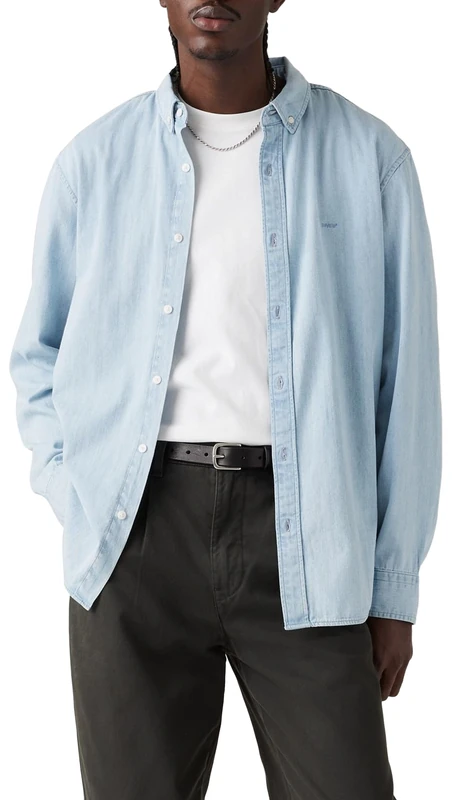 Levi's Men's Authentic Button Down Shirt, Andre Light Wash, L