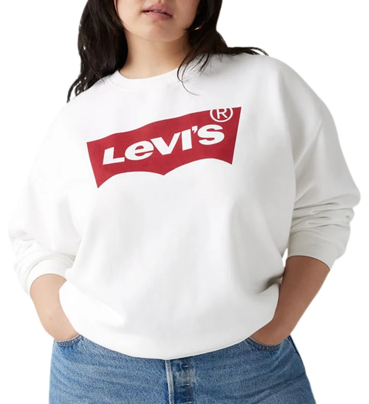 Levi's Women's Plus Size Everyday Crew Sweatshirt, Everyday Crew Core Batwing White+, XXL Große Größen