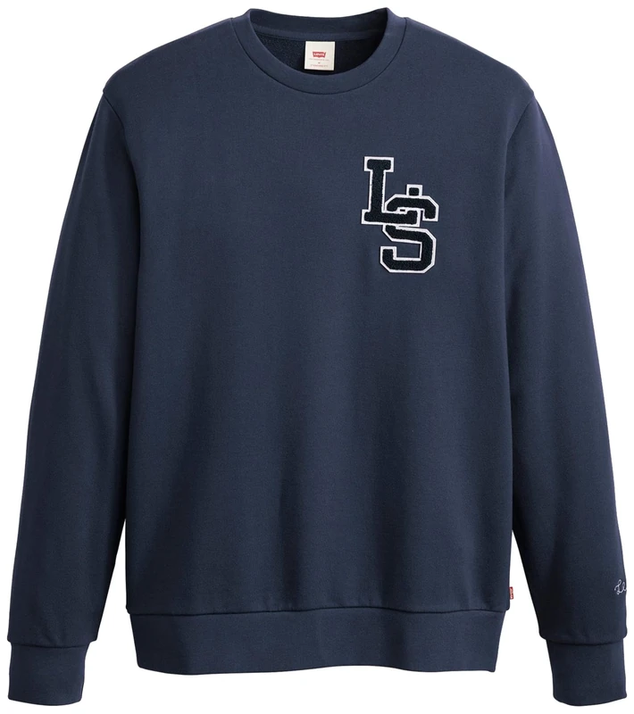 Levi's Men's Standard Graphic Crew Sweatshirt, Ls Letterman Dress Blues, L