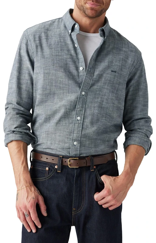 Levi's Men's 551Z Relaxed Straight Jeans, Marlon Dark Blue Chambray, S