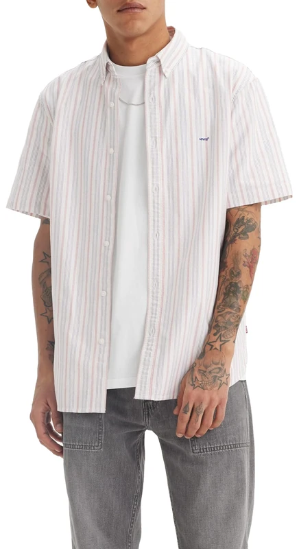 Levi's Men's Short-Sleeved Authentic Button Shirt, Cupertino Stripe Bri, XXL