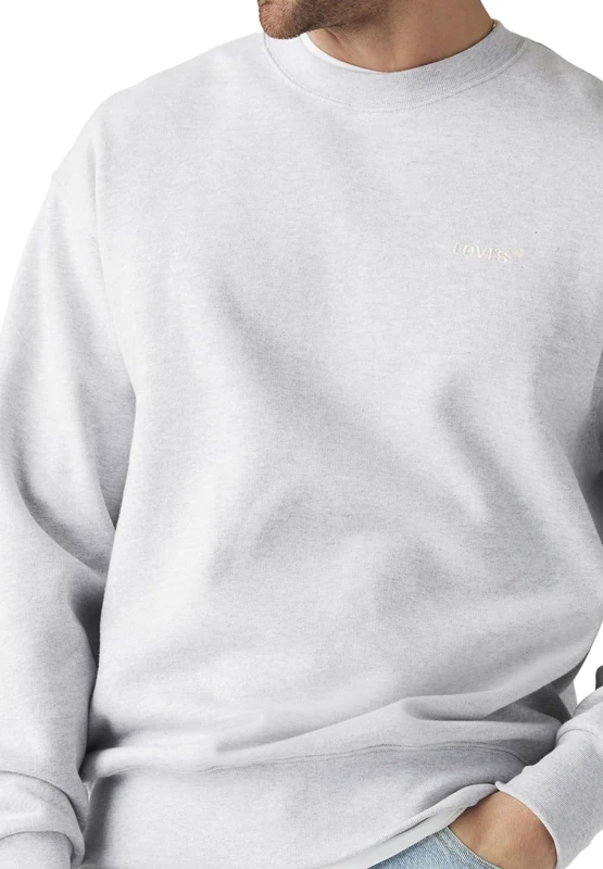 Levi's Men's Authentic Crew Sweatshirt, Light Gray Htr Bros Bc03, L