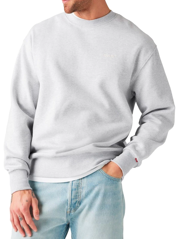 Levi's Men's Authentic Crew Sweatshirt, Light Gray Htr Bros Bc03, S