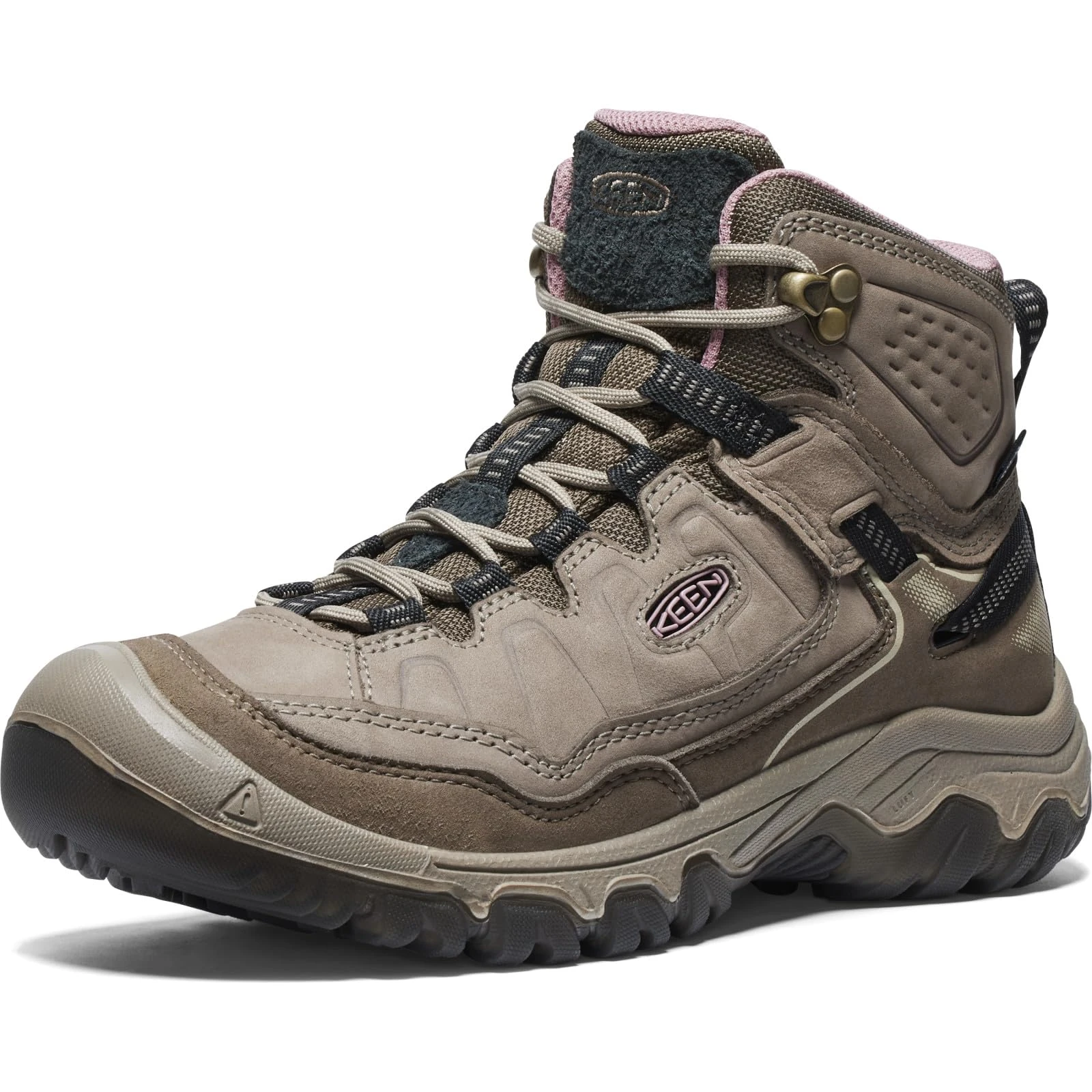 KEEN Women's Targhee 4 Mid Height Durable Comfortable Waterproof Hiking Boots, Brindle/Nostalgia Rose, 9 UK