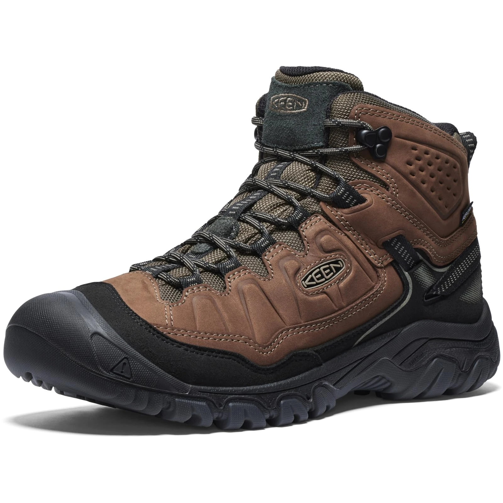 KEEN Men's Targhee 4 Mid Height Durable Comfortable Waterproof Hiking Boots, Bison/Black, 6.5 UK