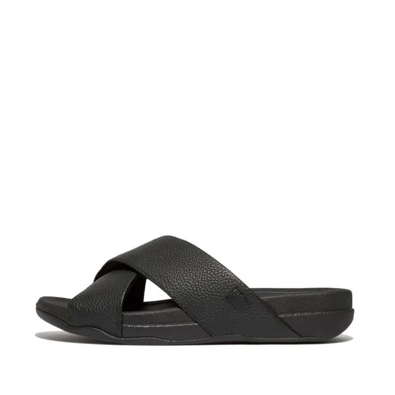 Fitflop SURFER MENS TUMBLED-LEATHER CROSS SLIDES - Image 1