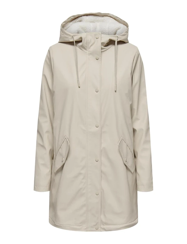 ONLY Onlsally OTW Noos Women's Rain Jacket, Oatmeal/Detail:white teddy, XS