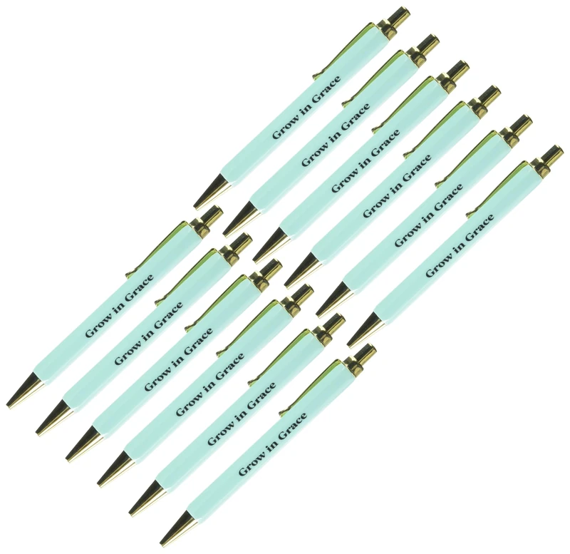 Christian Brands Ballpoint Ink Pen - Inspirational Pastel Retractable Ballpoint Pens, 12-Pack, Turquoise