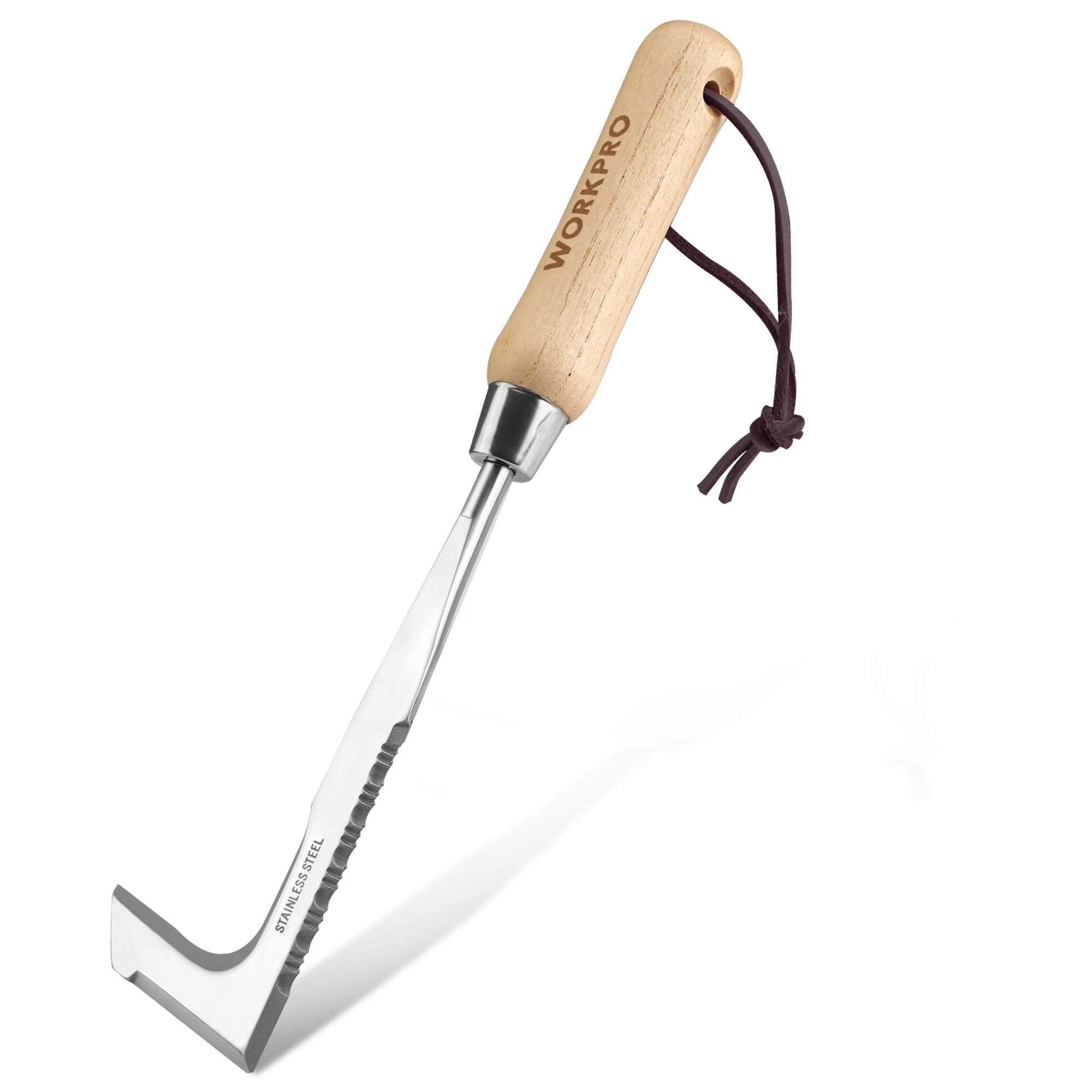 WORKPRO 30cm Weed Removal Tool with Wood Handle, Serrated Edge Weed Puller, Weed Remover Tool with Stainless Steel, Garden Tools for Gardening Moss and Weed