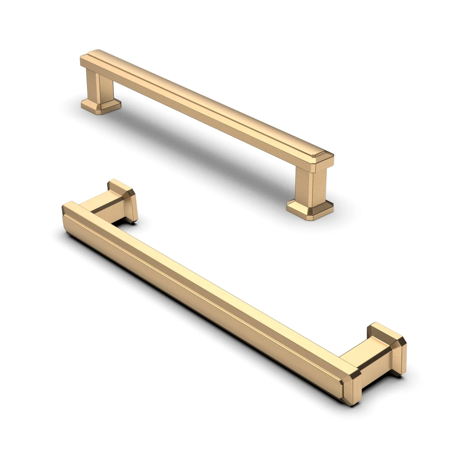 FURNIWARE 10 Pack Champagne Bronze Cabinet Handles, Drawer Pulls 128mm(5 Inch) Hole Center, Hardware Modern Kitchen Cabinet Door Handles, Gold Brass for Kitchen, Bathroom, Wardrobe Cabinets Cupboard