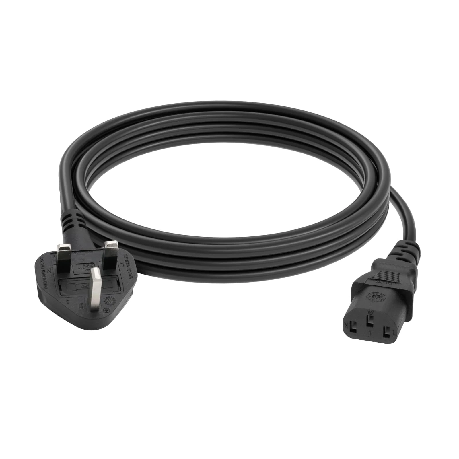 FIRMERST 3 Metre 3 Pin UK Power Cable for Computer IEC320 C13 to BS 1363,Black