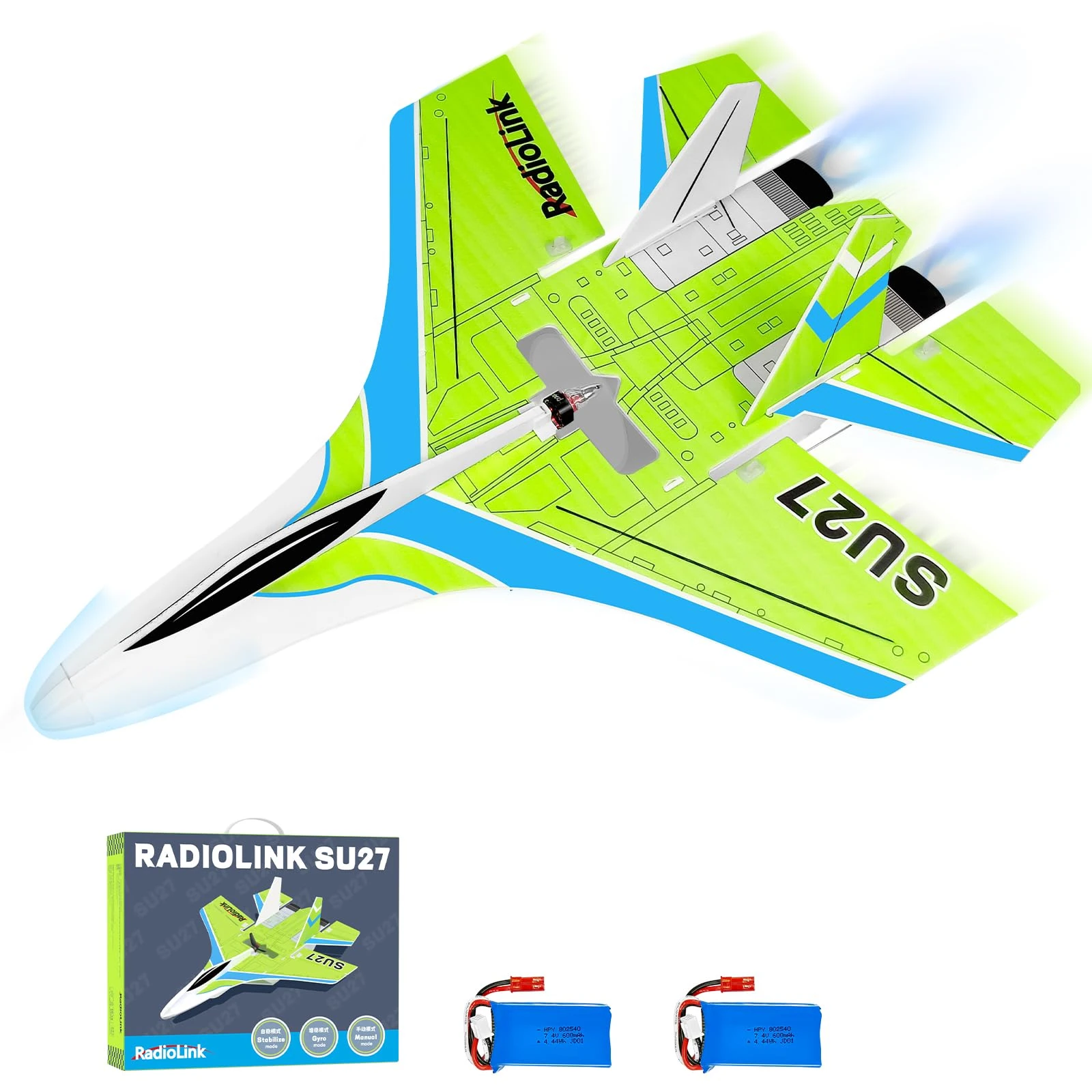 Radiolink SU27 PNP RC Airplane, 2.4GHz 3CH Aircraft 400mm, 3 Flight Mode, Byme-DB FC, for Beginners and Experienced(No Radio/Receiver/Charger)-under 250g