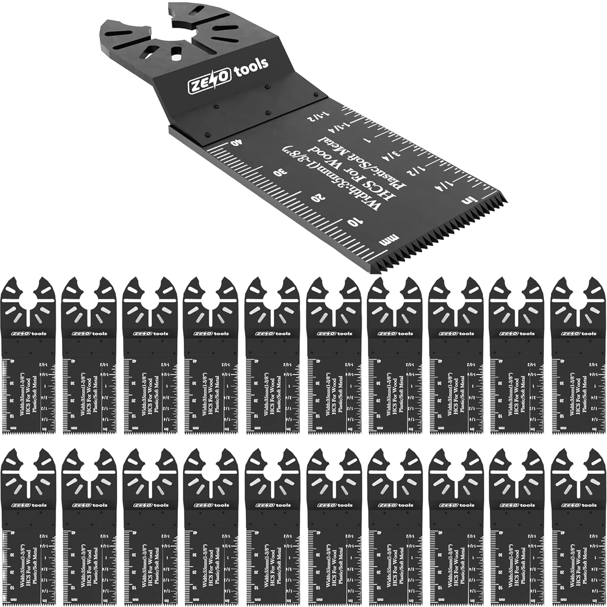 ZENO 40mm Multi Tool Blades 40PCS | Universal Oscillating Saw Blades | Professional Wood Metal Cutter | Quick Release for Fein Multimaster, Ryobi, Milwaukee, Bosch, Dremel, Dewalt, Rockwell (40)