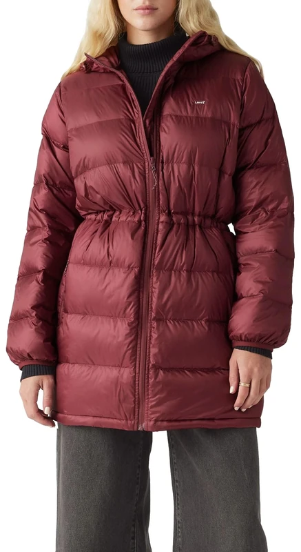 Levi's Women's Polly Midi Puffer Jacket, burgundy, L