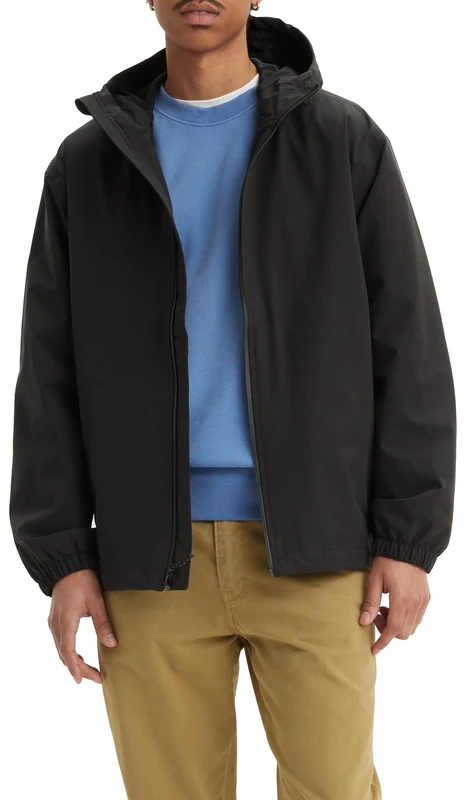 Levi's Men's Lw Packable Rain Jacket, jet black, L