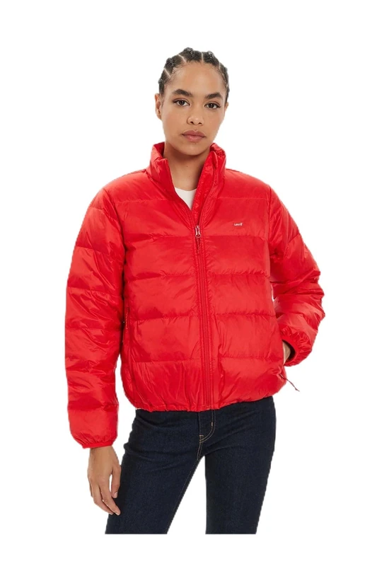Levi's Women's Packable Puffer Chase Jacket, Flame Scarlet, L