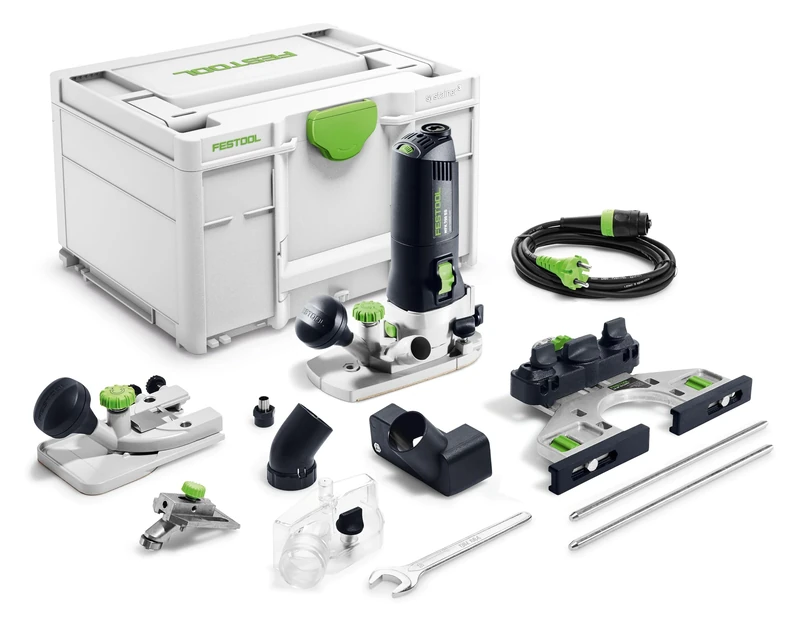 Festool MFK 700 EQ Modular Edge Router Set (with Side Stop, Router Table, Collet Chuck, Open-end Wrench, tracing Shoe, Screwdriver, Suction Hood, Plug it Mains Cable), in systainer
