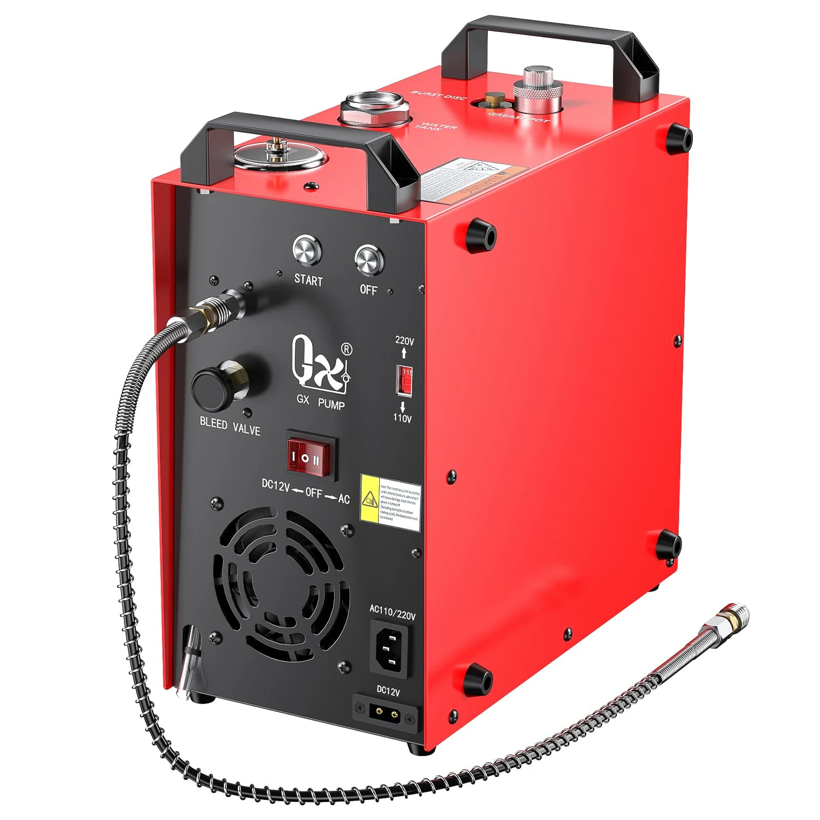 GX PUMP CS4-I Portable PCP Air Compressor, 350W Powerful Motor,Max 5800Psi/40Mpa, Built-in Home Converter, Water and Fans Cooling, 5 Hours Continous Work, 12V Auto Stop Paintball Air Compressor