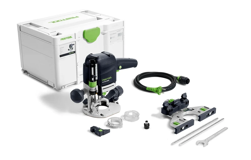 Festool OF 1010 REBQ-Plus router (with side stop, light module, collet chuck, open-end wrench, plug it mains cable), in Systainer