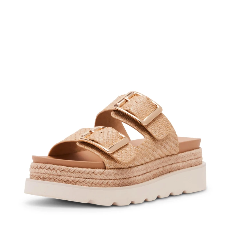 Madden Girl Women's Mythicall Flat Sandal, Natural Raffia, 5.5 UK