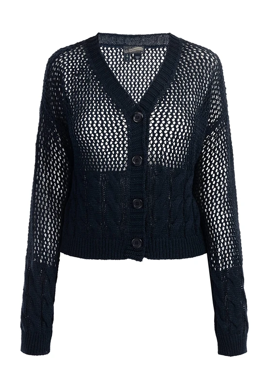 NOWLES Women's Wide-Knit Cardigan, Navy, M