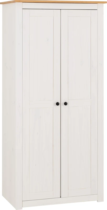 Seconique Panama 2 Door Wardrobe in White/Natural Wax