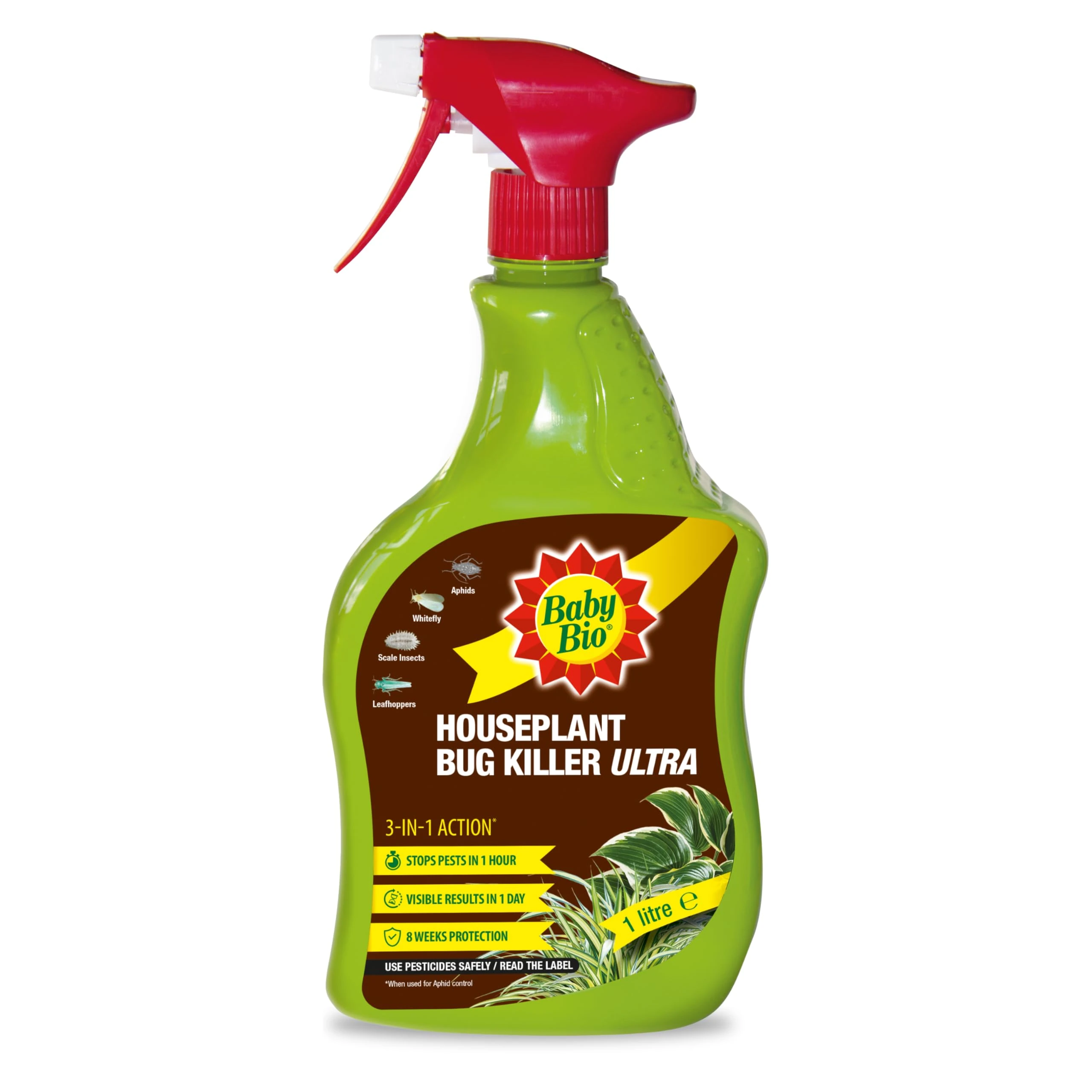 Baby Bio Houseplant Bug Killer Ultra - Fast-Acting Bug Killer Spray - Effective Insect Control for Houseplants - Protection for Houseplants, 1 Litre