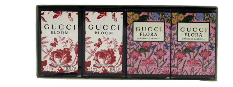 Gucci Variety by Gucci for Women - 4 Pc Mini Gift Set 2 x 0.16oz Gucci Bloom EDP Spray, 2 x 0.16oz Flora EDP Spray